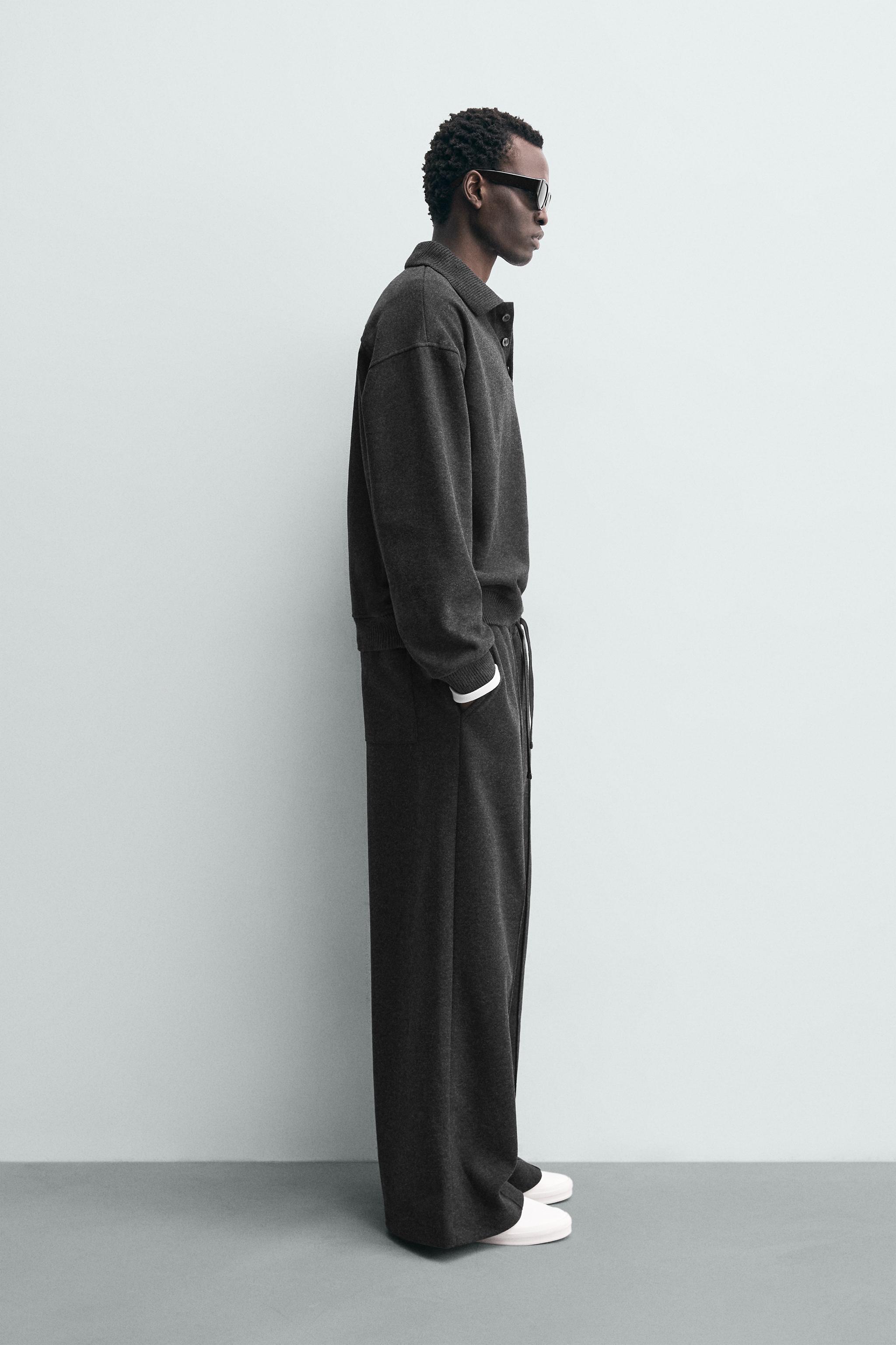 TEXTURED WIDE FIT JOGGER PANTS